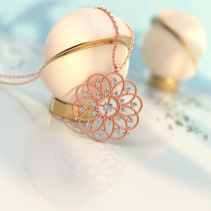 Flower of Life Necklace, Flower Jewelry, 925 Sterling Silver, Women&#39;s Necklace, Gift for Mother, Birthday Gift, Valentine&#39;s Day Gift