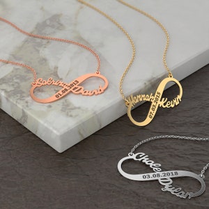 Colar infinito com nome personalizado, prata esterlina 925, colar personalizado, presente de aniversário, joias infinitas, presente de dia dos namorados