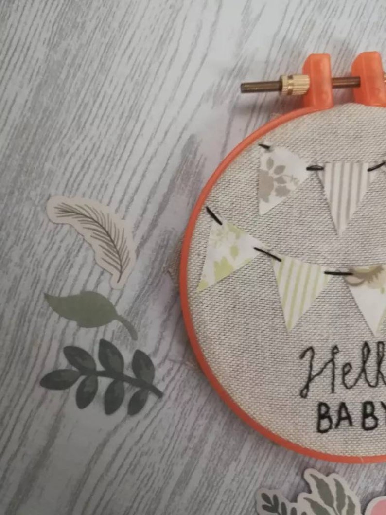 HELLO BABY-Birth frame-baby-frame-embroidery-linen-felt-embroidered frame-