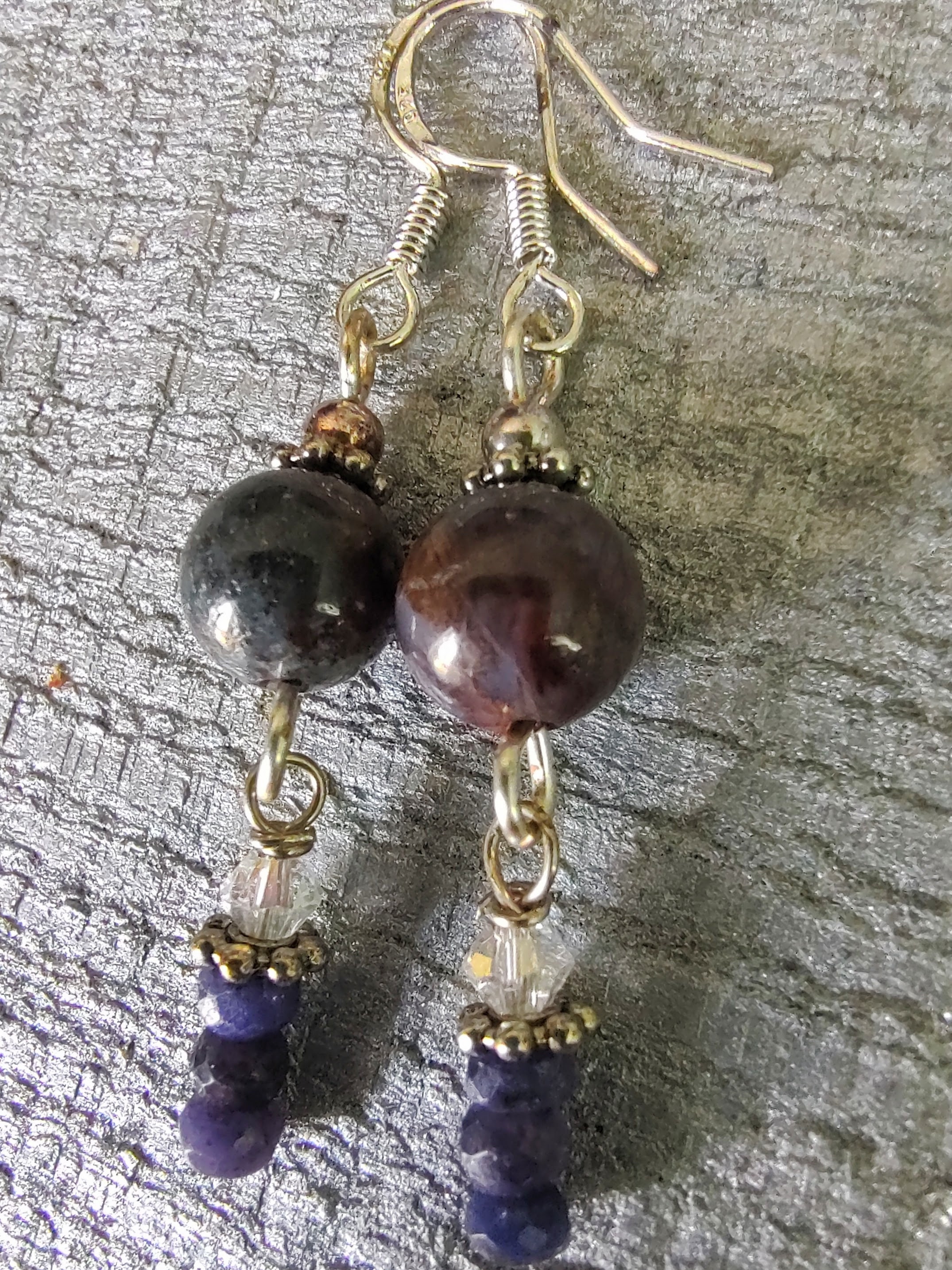 Tempest Pietersite and Sapphire Drop Earrings With Highly - Etsy