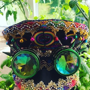 Pride Captain Hat Burning man rainbow festival hat with voice activated lights (usb chargeable)