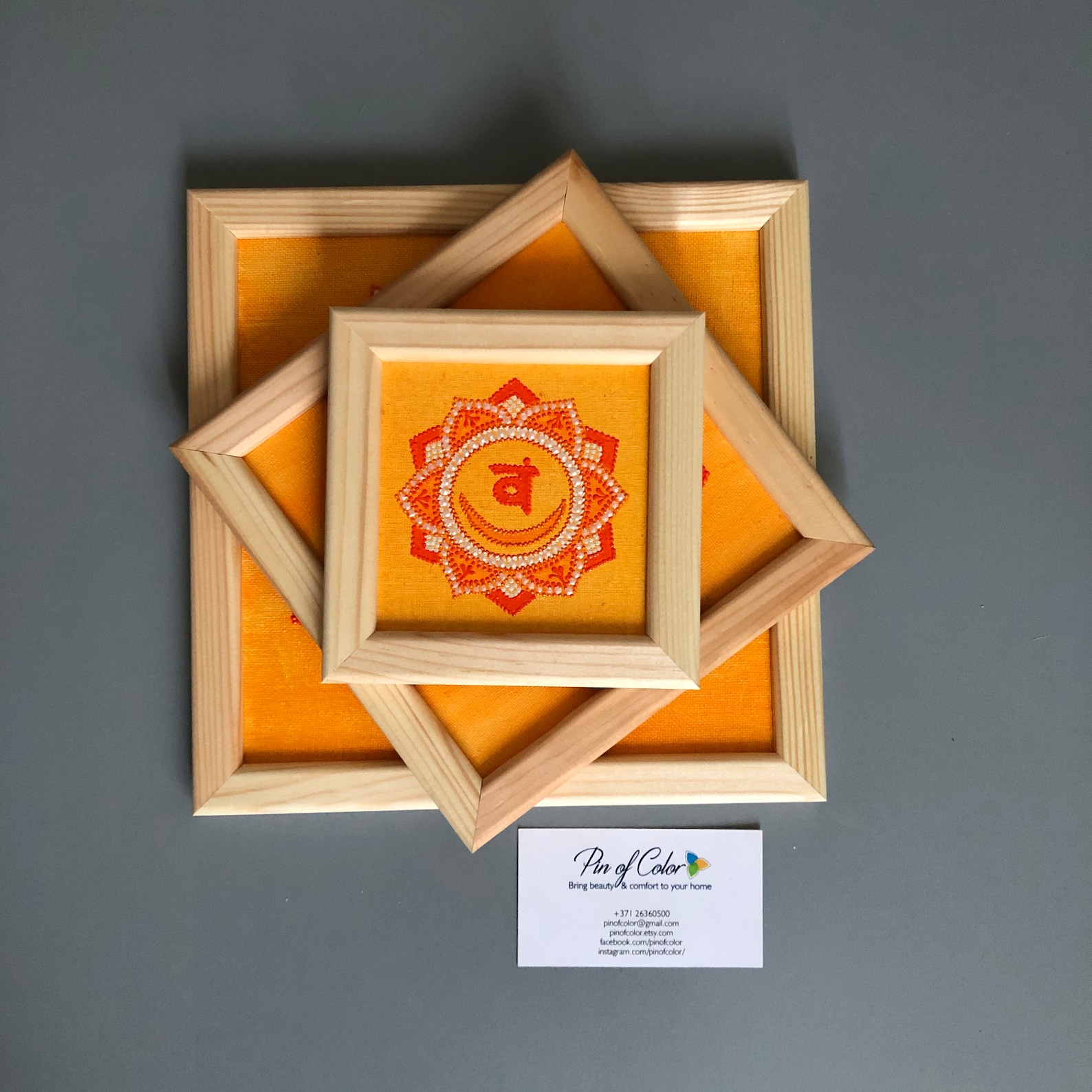 7 Chakras Set, Hand Painted Wall Hanging Yoga Decor on Canvas in Wooden Frame Etsy