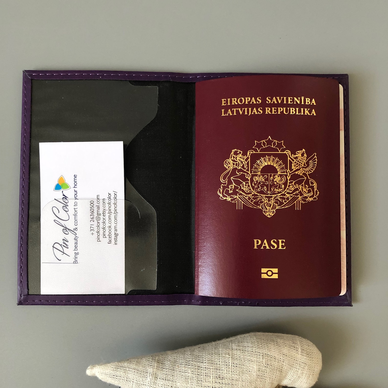 Purple Passport Cover With 2 Heart Ornament, Leather Imitation Etsy