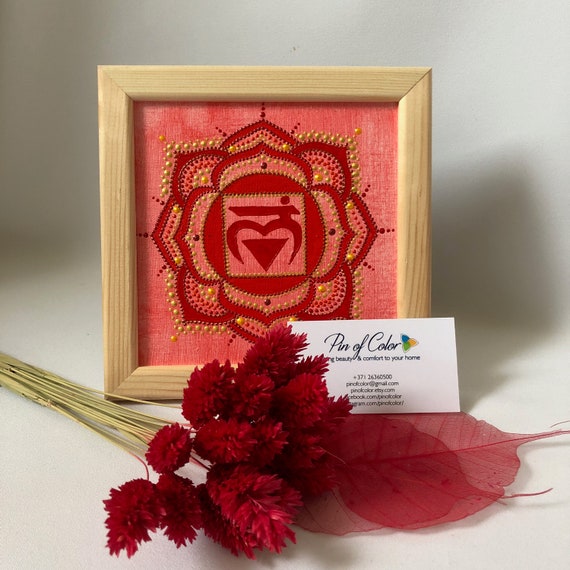 7 Chakras Set, Hand Painted Wall Hanging Yoga Decor on Canvas in