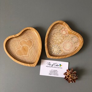 Decorative small tray, Wooden ring tray in heart shape, 12cm (4,7&quot;), 1pc