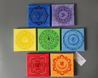 7 Chakras set, wall hanging decor on canvas