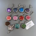 Portable pocket ashtray with keychain, 4,5cm, 1pc, handpainted mandala ornament