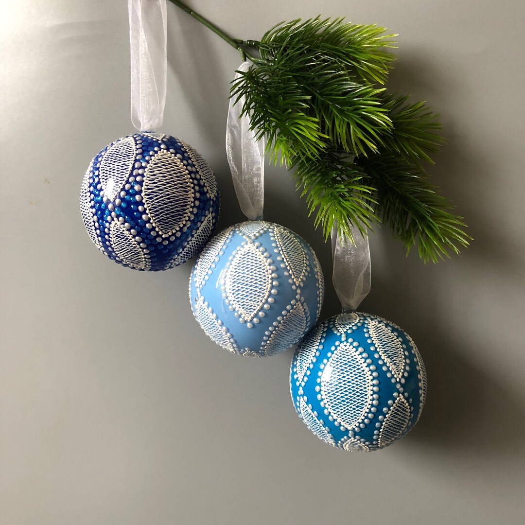 Blue & White Christmas Tree Ornaments 8cm (3,15"), 1 Pc - Etsy