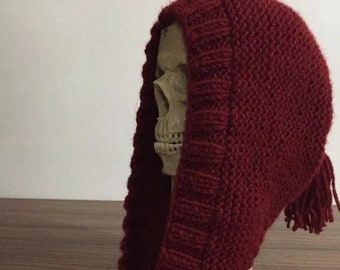 LISTO PARA ENVIAR Gorro de invierno de lana tejido a mano. Gorro de punto Pixie. Gorro de mujer con borlas. Gorro de nieve, gorro de invierno cálido de lana gruesa, capucha, gorro.