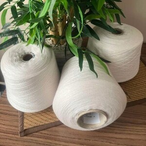 100% merino extrafine Zegna Baruffa (Lane Borgosesia) yarn on Cone, hand and machine knitting, Italian bobbin yarn, Natural White color.