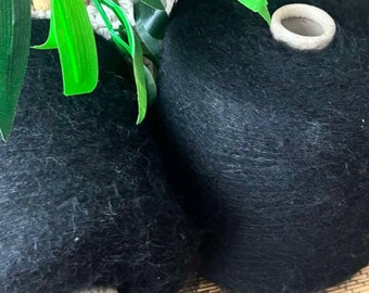 Super Kid Mohair yarn from Filati Be.Mi.Va (Eden) yarn on Cone, hand and machine knitting, Italian bobbin mohair, Black color