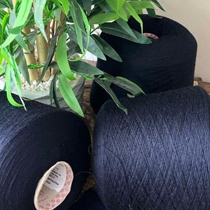 100% merino extrafine Tollegno 1900 (Harmony RW) yarn on Cone, hand and machine knitting, Italian bobbin yarn, Navy blue color.