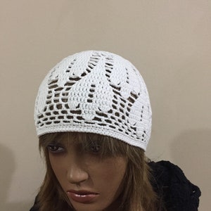 100 % Cotton Skull Cap hat, Spring/Summer Beanie Hat, Lightweight Boho Hat, Crochet  skull hat, Summer Hippie hat, Muslim hat, Kufi hat