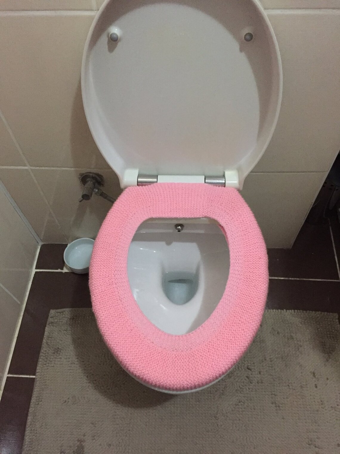 Knitted Toilet Seat Cover, Striped Toilet Seat, Toilet Cozy, Toilet