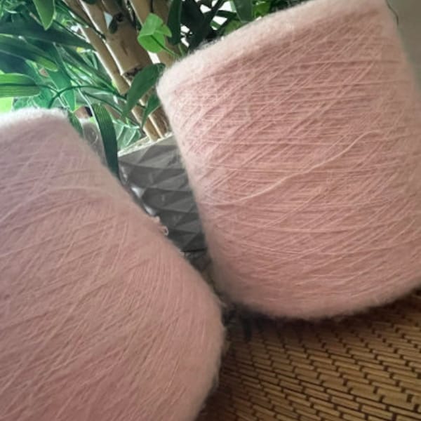 Alpaca yarn from Industria Italiana Filati (Evita) yarn on Cone, hand and machine knitting, Italian bobbin kid mohair, pale pink color