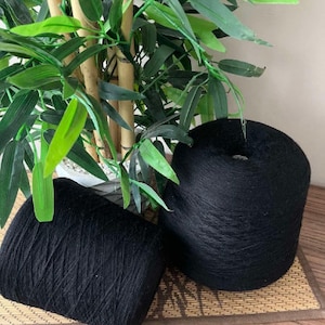 100% merino extrafine Tollegno 1900 (Harmony) yarn on Cone, hand and machine knitting, Italian bobbin yarn, Black color.