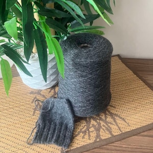 100% lambswool yarn on Cone, hand and machine knitting, Kaplanlar bobbin yarn, Dark Gray color wool yarn