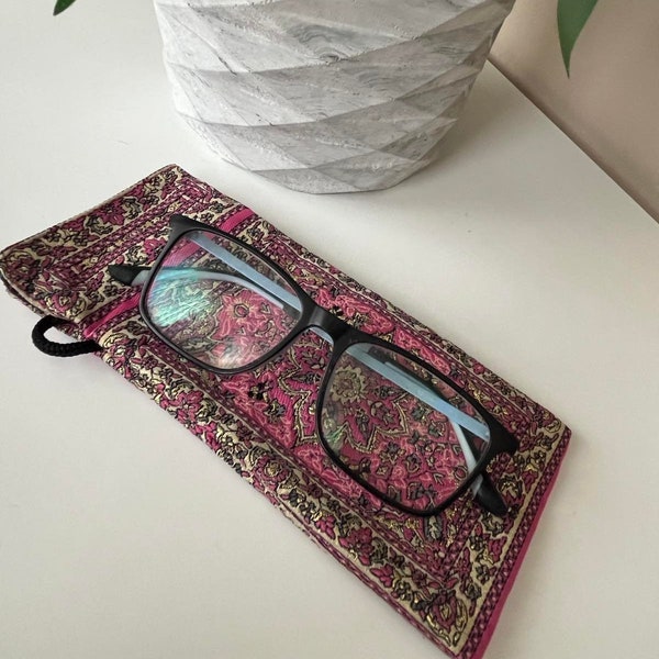 Ethnic Fabric glasses case, Authentic glasses cases, Turkish Kilim glasses case with long strap, Turkish woven fabric, Boho Gift For Mom