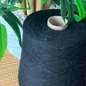 Alpaca yarn from Industria Italiana Filati (Evita) yarn on Cone, hand and machine knitting, Italian bobbin kid mohair, black color