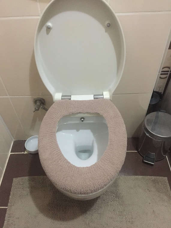 beige toilet seat