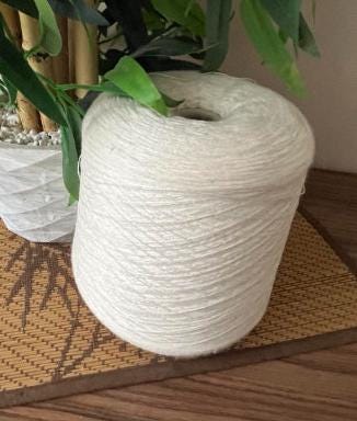 100% merino extrafine Tollegno 1900 (Harmony) yarn on Cone, hand and machine knitting, Italian bobbin yarn, Naturale (White) color.