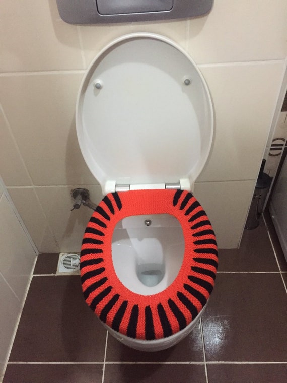 Knitted Toilet Seat Cover striped toilet seat Toilet Seat Etsy Nederland