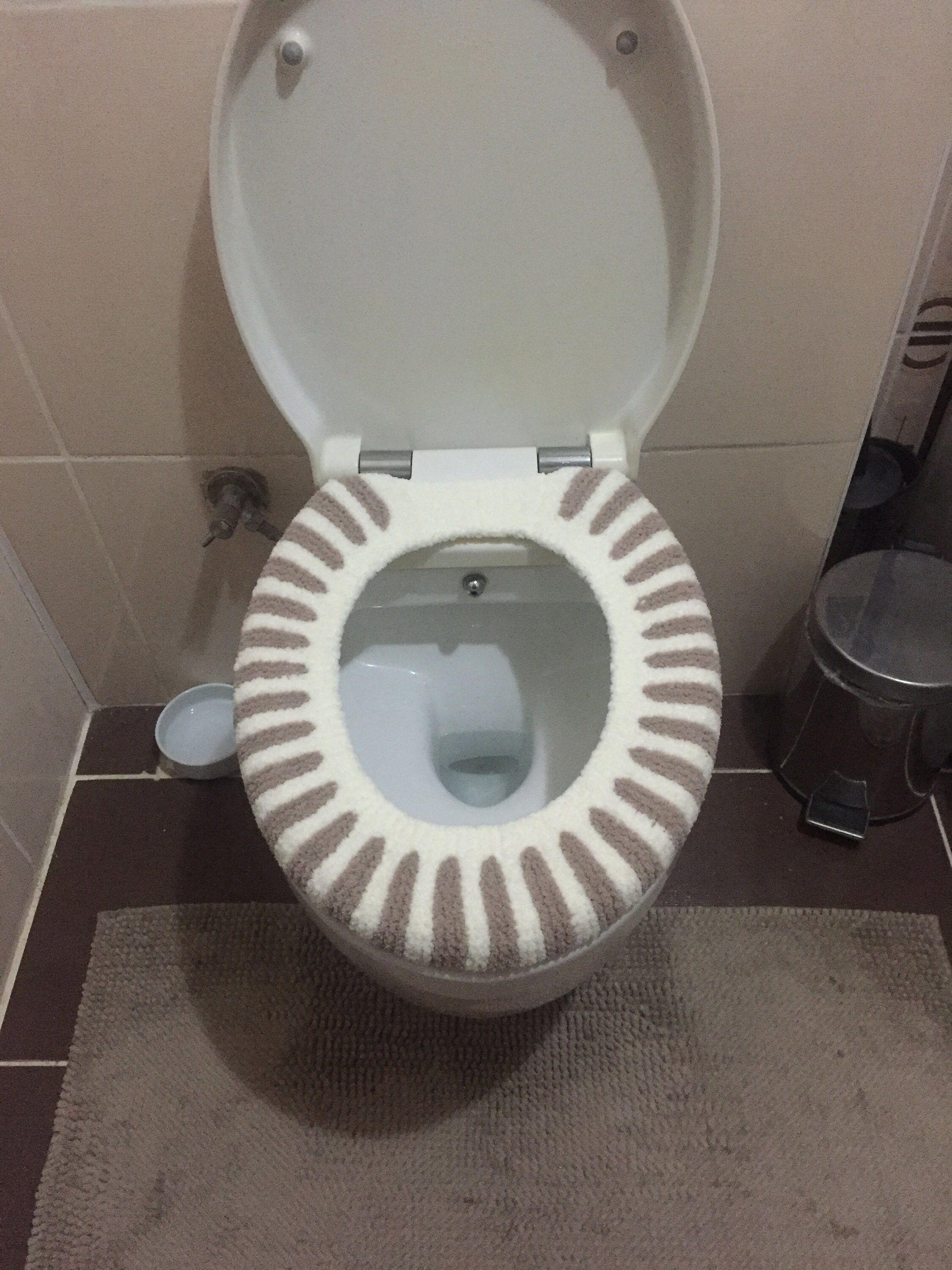 Knitted Toilet Seat Cover, Striped Toilet Seat, Toilet Cozy, Toilet
