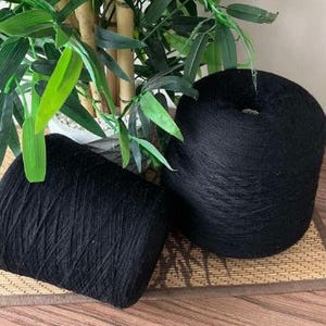 100% merino extrafine Tollegno 1900 (Harmony) yarn on Cone, hand and machine knitting, Italian bobbin yarn, Black color.
