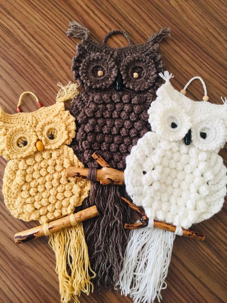 Crochet wall panel owl Bohemian Home Decor Etsy