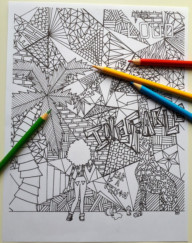 adult coloring page graffiti printable art etsy