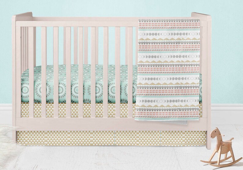 Boho Crib Bedding Set Infants Crib Skirt Bohemian Fitted Etsy
