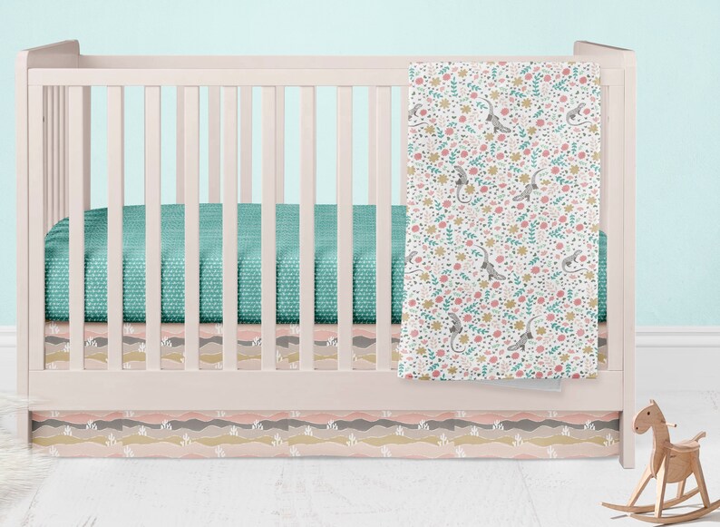 Mint Green Black Cactus Print Fitted Crib Sheet 100 Cotton Baby