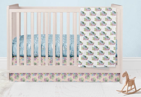 Tropical Nursery Set Turtles Fitted Crib Sheet Pineapple Etsy