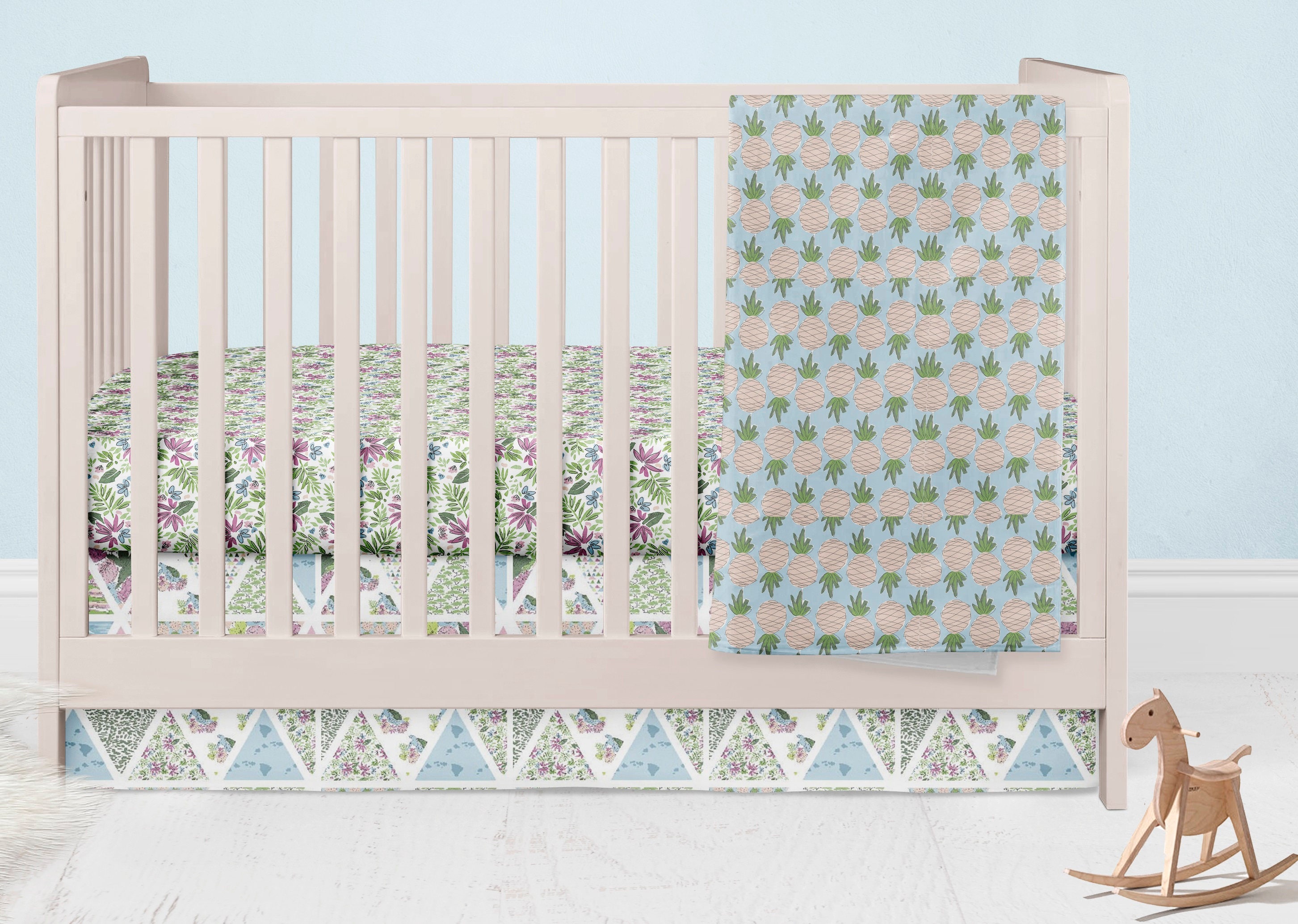 Tropical Nursery Set Turtles Fitted Crib Sheet Pineapple Etsy