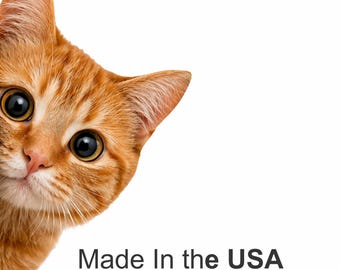 Orange Peeking Cat Vinyl Decal – Funny Car Window Sticker for Laptop Water Bottle Tumbler