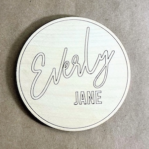Personalized baby name announcement, wood circle baby name, wooden circle baby name, wood circle baby nursery, personalized wooden circle