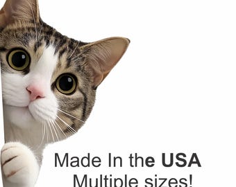 Peeking Cat Vinyl Decal – Funny Car Window Sticker for Laptop Water Bottle Tumbler