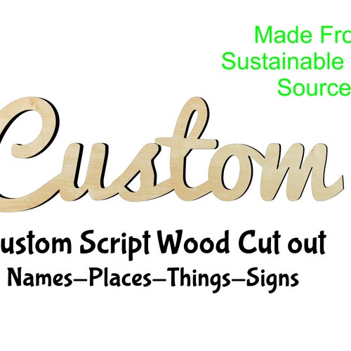 Custom Script Word Cutoutmultiple Sizes Wood Craft Supply Etsy