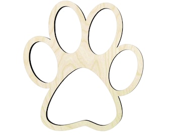 Dog Paw -Multiple Sizes- Cutouts Wood Craft Supply-Sanded or unsanded