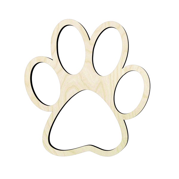 Dog Paw -Multiple Sizes- Cutouts Wood Craft Supply-Sanded or unsanded