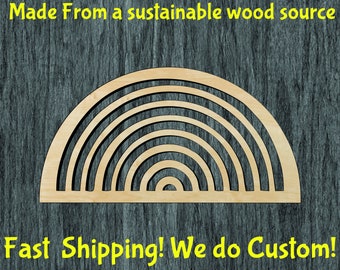 Boho rainbow wood cutout, boho wood cutout -Multiple Sizes-Wood cutout Craft Supply-Sanded