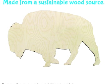 Bison -Multiple Sizes- wood cutouts Craft Supply-Sanded - Buffalo