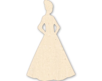 Victorian Lady Wood Cutout – Ball Gown Silhouette Vintage Woman Princess Wall Decor