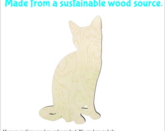 2"- 20" Cat sitting Wood cutout Craft Supply-Sanded