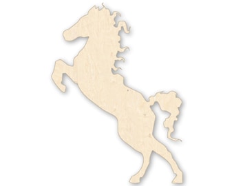 Rearing Horse Wood Cutout – Laser Cut Birch Stallion Silhouette