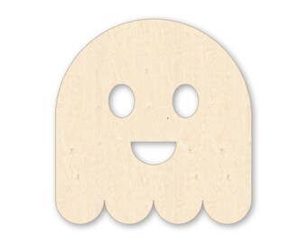 Unfinished Birch Ghost Cutout, Halloween Craft Shape, Paintable Door Hanger, 3–36 Inch