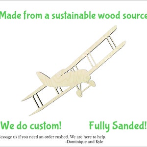 BiPlane, plane -Multiple Sizes- Wood cutout Craft Supply-Sanded - Prop Plane #2