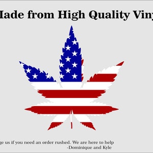 Marijuana Leaf America Decal -Multiple Sizes- Laptop sticker - Outdoor Vinyl - Car Decal - Helmet decal