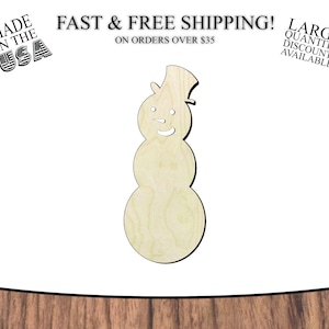 Snowman#2 wood cutout, snow man cutout, Christmas diy, Christmas wood cutout, snowmen  -Multiple Sizes-Cutouts Wood Craft Supply-Sanded