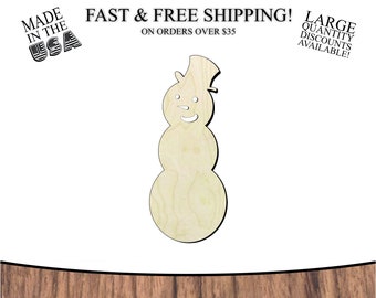 Snowman#2 wood cutout, snow man cutout, Christmas diy, Christmas wood cutout, snowmen  -Multiple Sizes-Cutouts Wood Craft Supply-Sanded